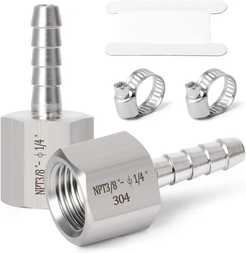 Vista 91 de TAISHER 1 PIEZA Accesorio de Manguera Codo de Acero Inoxidable 304 de 90 Grados - Púa de 1" x Púa de 1" para Combustible/Aire/Líquido/Gas con 2