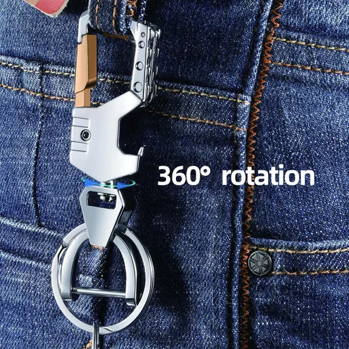 Vista 2 de Mtverver Heavy Duty Key Chain with (1 key ring and 1 D-ring),Bottle Opener,Carabiner Car Key Chains