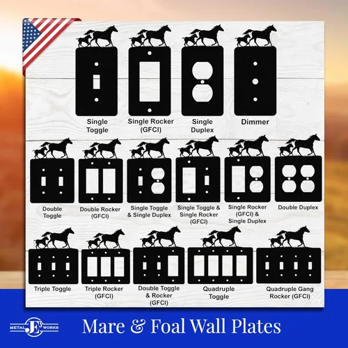 Vista 3 de Mare & Foal - Interruptor de luz de palanca de caballo y placa de pared de una sola banda (Rocker-GFCI) (palanca simple con GFCI (mecedora), negro)