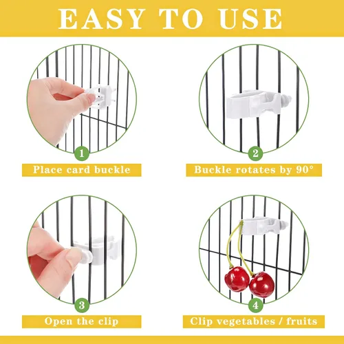 Vista 3 de 6 piezas de jaula para pájaros, soporte para alimentos, loro, frutas, verduras, clips para jaula de pájaros, clip para periquitos de periquitos