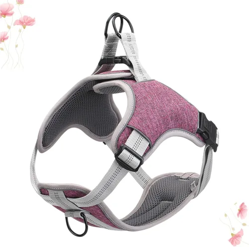 Vista 8 de Adjustable Reflective Pet Harness Vest Type Dog Chest Straps Breathable No-Pull Dog Harness for Walking Medium Purple