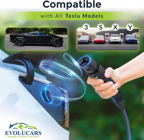 Vista 4 de Adaptador J1772 a Tesla 60A 250V Carga rápida certificada Seguridad UL/CE/FCC/RoHS probada Adaptador de carga EV nivel 2 Sin