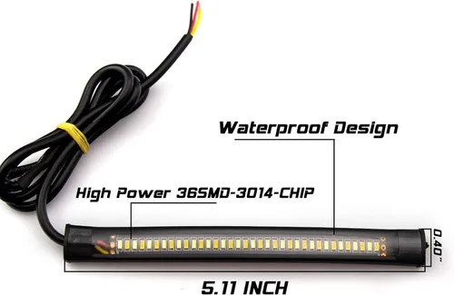 Vista 2 de Xotic Tech Switchback - Tira de luz LED para motocicleta con horquilla de doble color blanco/ámbar tubo flexible 36SMD