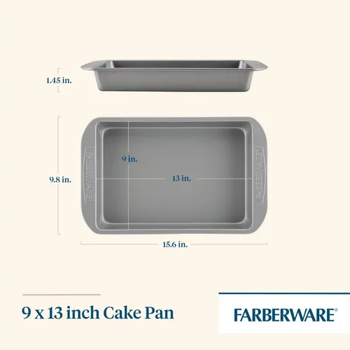 Vista 2 de Farberware Bandeja antiadherente para hornear / molde antiadherente para tartas, rectangular, 9 x 13 pulgadas, gris