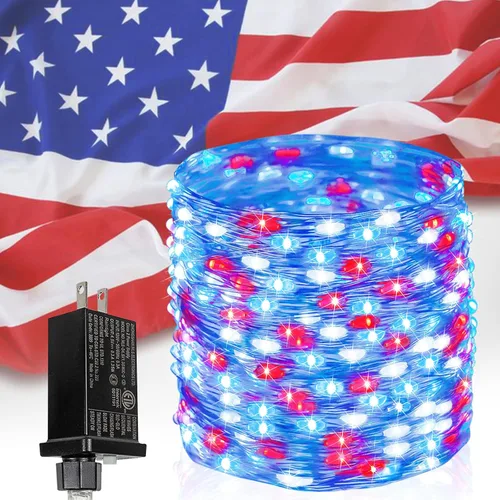 Vista 31 de Guirnalda de luces LED enchufables de 33 pies, impermeable, para exteriores e interiores, 8 modos con temporizador, luz de Navidad, decoración