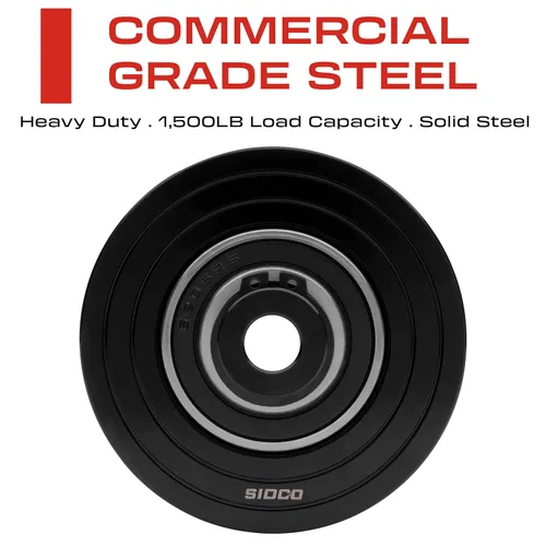 Vista 2 de Rueda de ranura en V de 3.5 pulgadas, acero sólido, rueda de puerta deslizante, resistente, rueda de puerta de metal, rueda en forma de V invertida