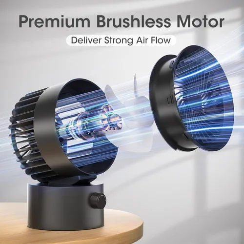 Vista 5 de Ventilador de escritorio USB pequeño, silencioso, velocidad continua, ajuste flexible, mini ventiladores para el hogar, oficina, dormitorio