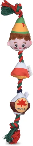 Vista 7 de Elf - Juguete de peluche de jarabe de arce y cuerda de espagueti para perros - Tirón chirriante para masticar y jugar, un lindo juguete