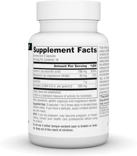 Vista 3 de Source Naturals Quercetina activada - Complejo bioflavonoide derivado de plantas - Defensa estacional e inmunológica - 50 cápsulas