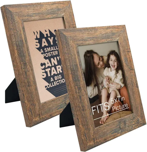 Frametory, Marco de fotos de 5 x 7 pulgadas, estilo de grano envejecido, marcos para fotos o fotos de 5 x 7, diseño de moldeado ancho con vidrio