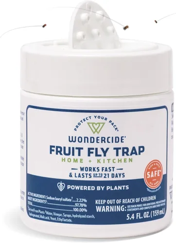 Wondercide - Trampa para moscas de la fruta para cocina, el hogar y las zonas interiores - Matamoscas de la fruta - Seguro para mascotas y personas