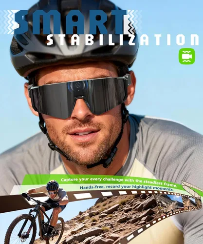 Vista 2 de Lentes inteligentes AI con cámara 4K, gafas de grabación de video con cámara, gafas de sol deportivas polarizadas con estabilización EIS