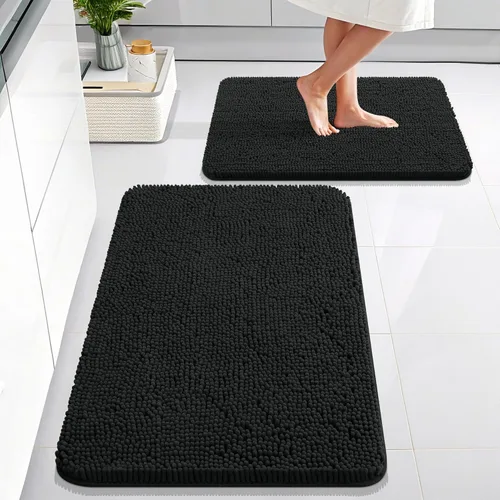 Vista 162 de OLANLY Juego de 2 alfombras de baño de felpilla suave y absorbente, antideslizantes, de secado rápido, lavables a máquina, accesorios de decoración
