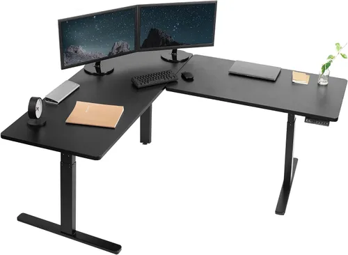 Vista 14 de VIVO DESK-KIT-3E8BO - Escritorio eléctrico de altura ajustable de 83 x 60 pulgadas para trabajar de pie, con 2 cubiertas sólidas de bambú, marco