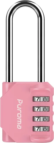 Vista 14 de Puroma Paquete de 1 Candado de Combinación de Grillete Largo de 2.6 Pulgadas, 4 Dígitos, Impermeable para Exteriores, para Cerrojo de Pestillo