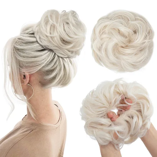Vista 26 de CJL HAIR Extensiones de cabello ondulado y rizado de tamaño grande para mujer, extensiones de cabello sintético para cola de caballo de caballo