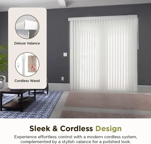 Vista 2 de BlindDen - Persianas verticales de vinilo para el hogar - Persianas verticales para puertas correderas de vidrio - Blanco