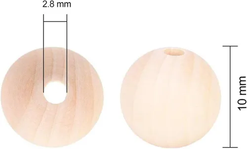 Vista 2 de 1000 cuentas de madera de 0.394 pulgadas (0.394 in) sin terminar, cuentas espaciadoras de madera natural sin terminar, bolas redondas de madera