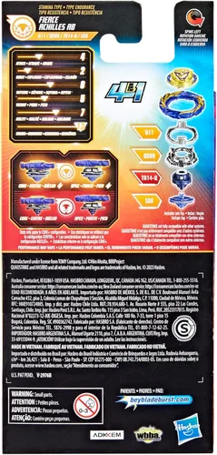 Vista 4 de Beyblade Burst Quadstrike Fierce Achilles A8 4 en 1 Battle Top