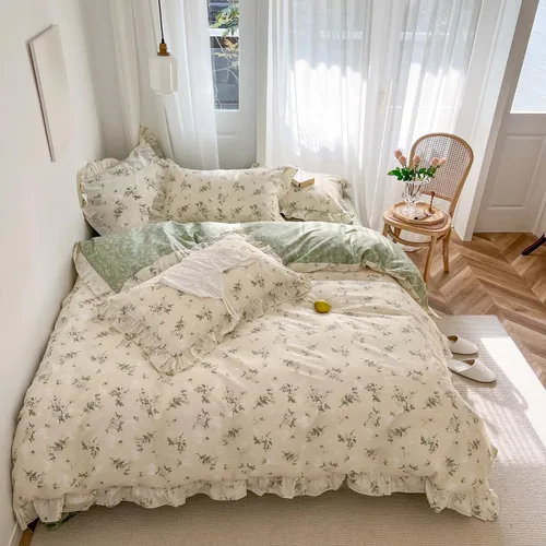 Vista 235 de mixinni Juego de funda de edredón de algodón floral para niñas y adolescentes, con lazos de cremallera, fácil cuidado, ultra suave y transpirable