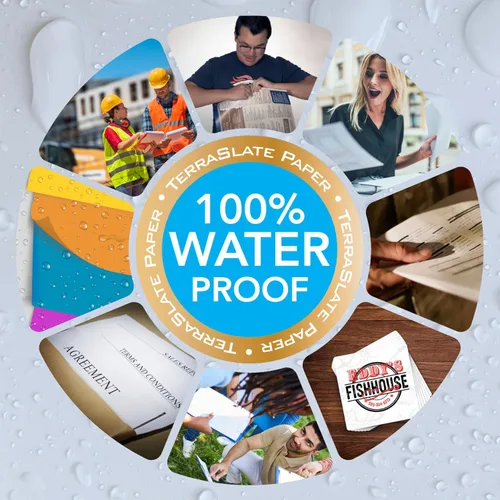 Vista 5 de TerraSlate Papel impermeable de 8 milésimas de pulgada de grosor de 11 x 17 pulgadas, resistente a la intemperie, a prueba de rasgaduras, compatible