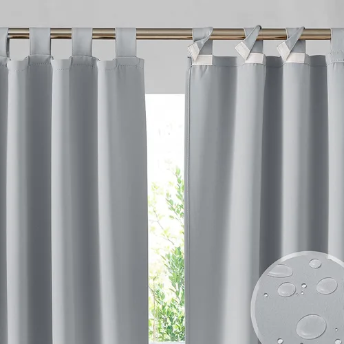 Vista 31 de RYB HOME Cortinas para Exteriores para Patio - 2 Paneles Cortinas para Exteriores Desmontables con Parte Superior Adhesiva Impermeables Opacas