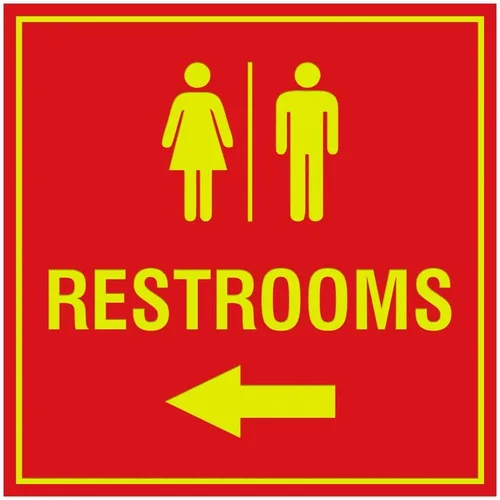 Vista 16 de Signs ByLITA Letrero cuadrado de flecha izquierda para baños con cinta adhesiva (plata cepillada) – grande (paquete de 1)