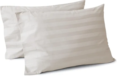 Vista 9 de Juego de 2 fundas de almohada 100% algodón egipcio, fundas de almohada refrescantes de 400 hilos, fundas de almohada suaves y transpirables con Beige