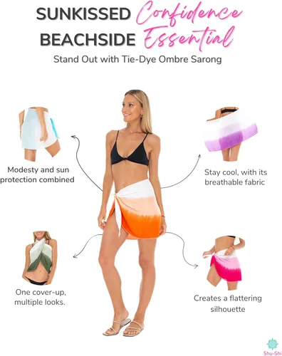 Vista 4 de SHU-SHI Traje de baño para mujer, pareo, falda de playa, pareo corto