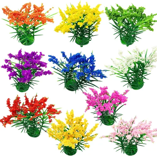 Vista 4 de PrettyLife 50 Uds. en miniatura de flores en racimo de flores para mini casa de muñecas, jardín de hadas, ferrocarril, escenario estático simulado