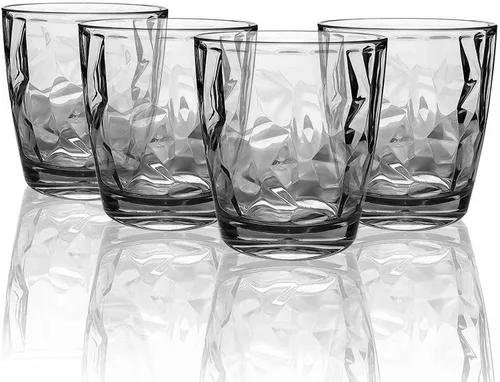 Vaso de plástico para cristalería apto para lavavajillas, juego de 4 vasos irrompibles, vasos acrílicos reutilizables de 10.5 onzas para uso diario