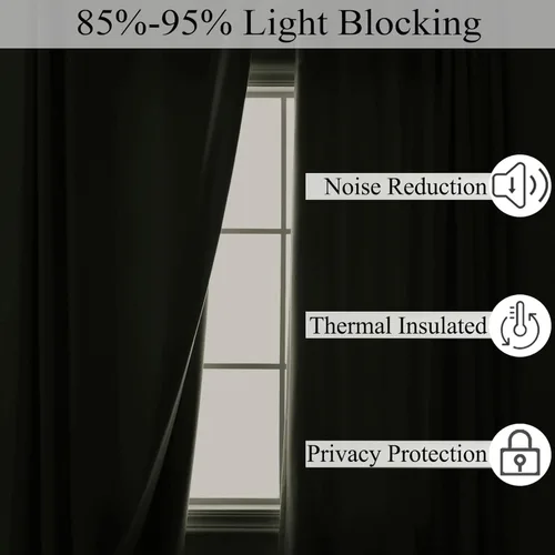 Vista 44 de Frelement Cortinas opacas de lino natural, paneles de cortinas con bolsillo para barra y pestaña trasera, para sala de estar, cortinas