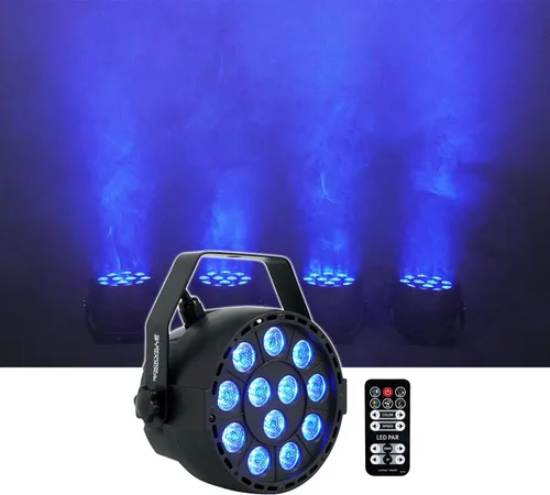 Vista 2 de Rockville RockPAR TRI LED RGB Compact Par Can Pro DJ DMX Wash Light+Remote Negro