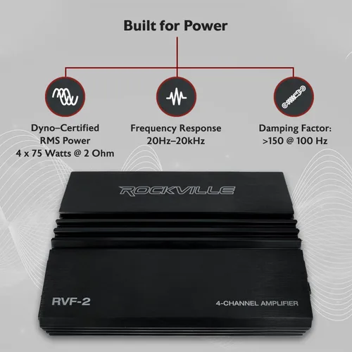 Vista 2 de Rockville RVA-M2 Amplificador de 2500 W pico/625 W CEA RMS