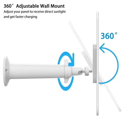 Vista 5 de Panel solar de 4 W y 6 V compatible con Arlo Pro 3/Pro 4/Ultra/Ultra 2/Go 2, incluye soporte de pared seguro, IP65 resistente a la intemperie, cable