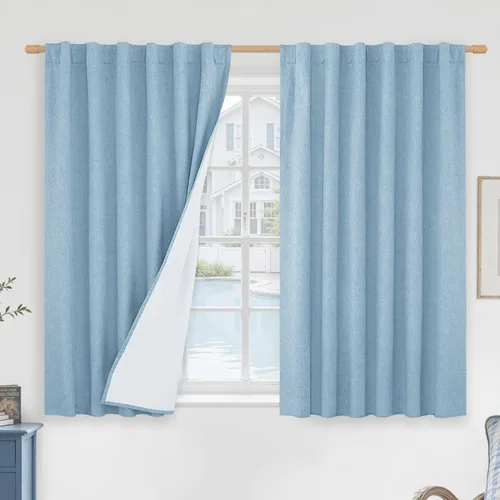 Vista 61 de LAMIT Cortinas opacas cortas de lino de 30 pulgadas para ventanas de cocina sobre el fregadero, cortinas de café texturizadas de lino marfil