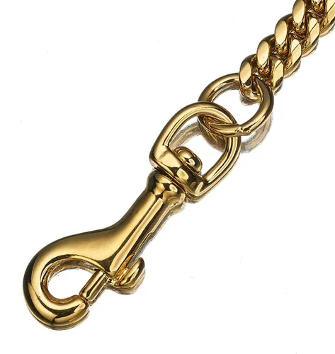 Vista 3 de Cadena Fuerte para Perro Correa Dorada Larga 3FT 4FT 5FT Acero Inoxidable 18K 12mm (0.472 in) Eslabón Cubano Bordillo Correa para Perro con Mango