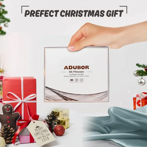 Vista 7 de Adubor Funda de almohada 100% de seda, fundas de almohada de seda de morera, 23 fibras de grado Momme 6A, funda de almohada de seda para la salud