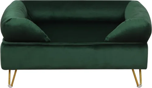 Vista 4 de Sofá para perros, sofá para gatos, cama para cachorros, silla para mascotas pequeñas, sofá para mascotas, marco de madera y tela de terciopelo, sofá