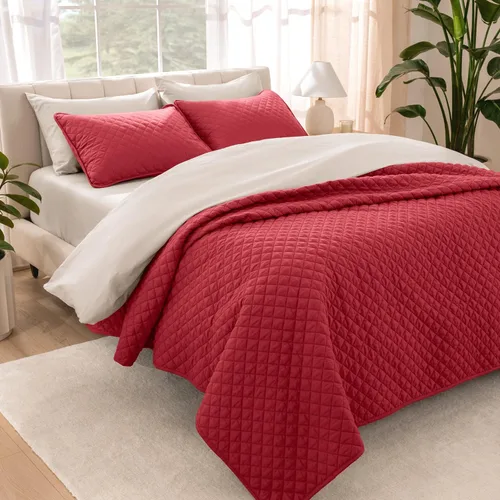 Vista 15 de Bare Home Juego de colcha – Twin/Twin Extra Long – Decoración ligera de cama – Alternativa de edredón – Colcha acolchada para todas las estaciones