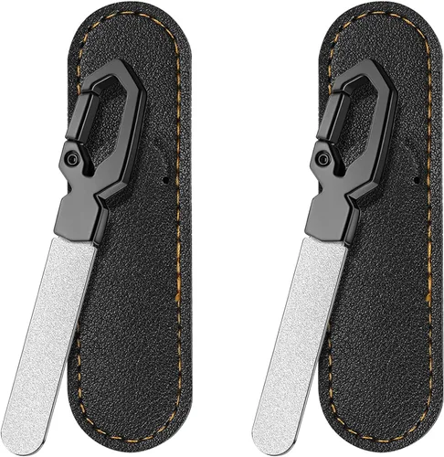 Vista 9 de Lima de uñas de metal con estuche, paquete de 2 limas de uñas para uñas naturales, limas de uñas de punta redonda de diamante, acero inoxidable