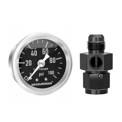 Vista 22 de MEASUREMAN Tamaño del dial de 1.5", caja de acero inoxidable 304, medidor de presión de combustible lleno de líquido, 0-60Psi, 3-2-3%, montaje