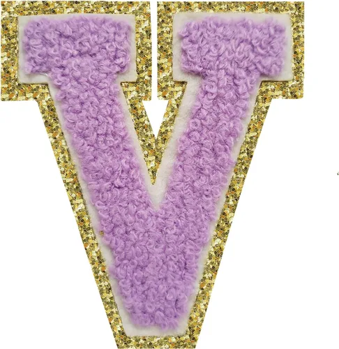 Vista 55 de 3Pcs Letter Patches Varsity Glitters Chenille,SPRT Iron on Blue Letter Patch,Alphabet Cloth Patch for Team Costume Decoration 3.1in Height S