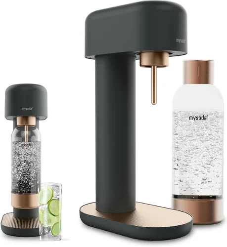 Mysoda Ruby 2 Fabricante de Agua con Gas - Máquina de Soda Silenciosa para Agua Carbonatada Robusta y Duradera de Aluminio, Botella de Agua de 1L