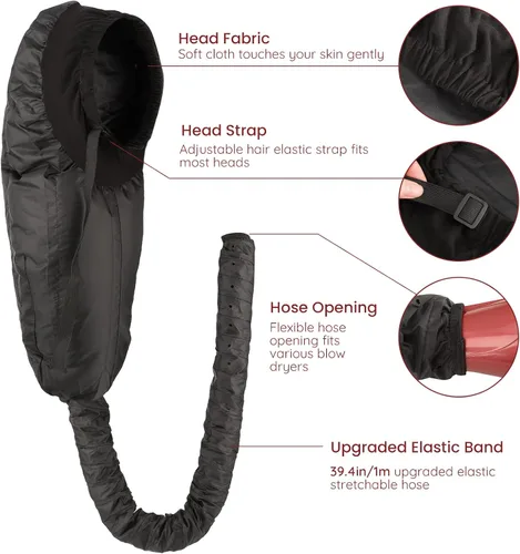 Vista 3 de Segbeauty - Accesorio para secador de pelo con capucha, extra grande, ajustable, con correa elástica para el cuidado del cabello rizado natural