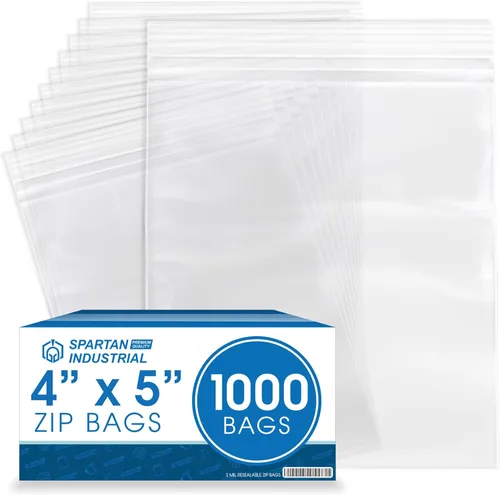 Vista 7 de Spartan Industrial - 2" X 3" (1000 unidades) 2 mil, bolsas de plástico con cierre transparente reutilizables con cierre de seguridad resellable