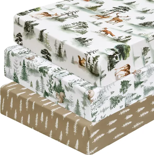 Vista 17 de PHF Paquete de 4 sábanas suaves de dinosaurio para cuna, cómodas sábanas transpirables para niños y niñas, 28 x 52 pulgadas, se adapta a colchones