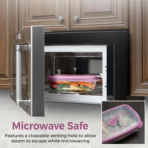 Vista 4 de Tribello Contenedores de plástico para almacenamiento de alimentos con tapas, caja hermética de 53 onzas para almacenamiento de alimentos