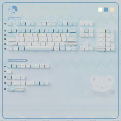 Vista 12 de Juego de Teclas PBT Gato Perfil MOA Teclas Lindas 144 Teclas Teclas Personalizadas de Sublimación para Teclados Mecánicos con Interruptores Cherry