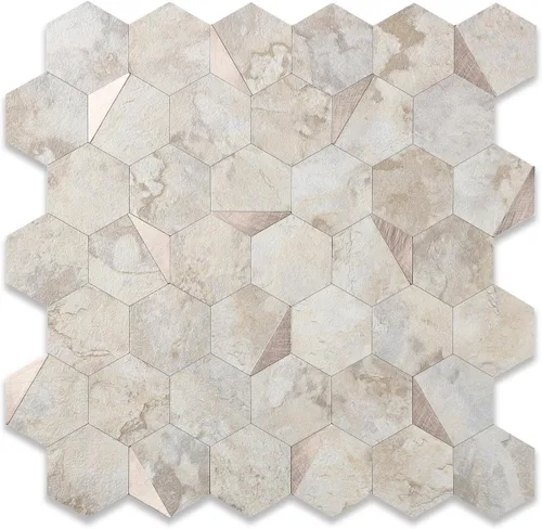 Smaple - Protector contra salpicaduras hexagonales para pared de cocina, resistente al calor, azulejos inteligentes de PVC, 12 pulgadas, piedra